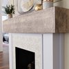 Ekena Millwork Rough Sawn Faux Wood Fireplace Mantel, Aged Pine, 6"H x 6"D x 72"W MANURS06X06X72AP